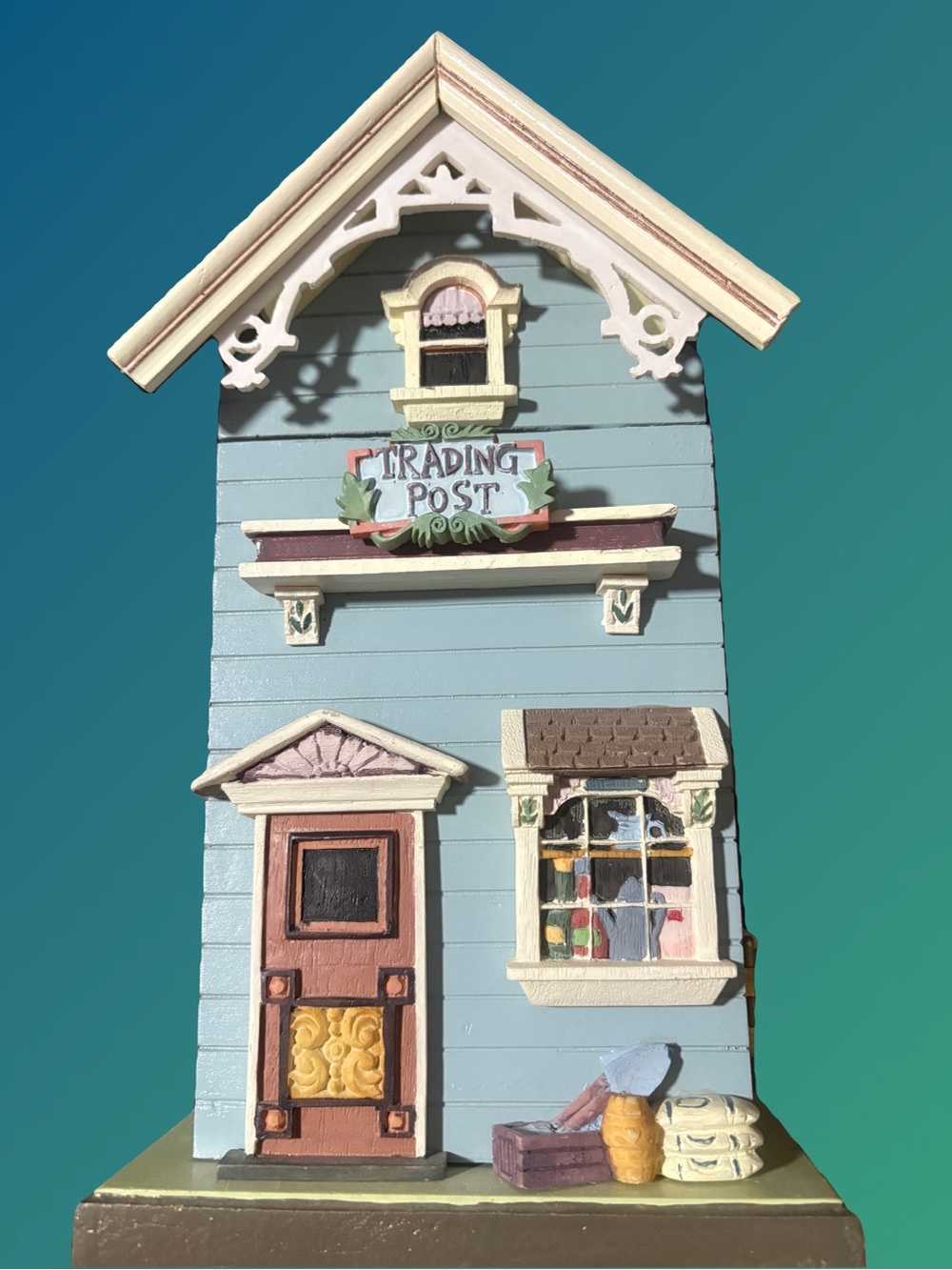 Blue Trading Post Decorative Miniature House storage
